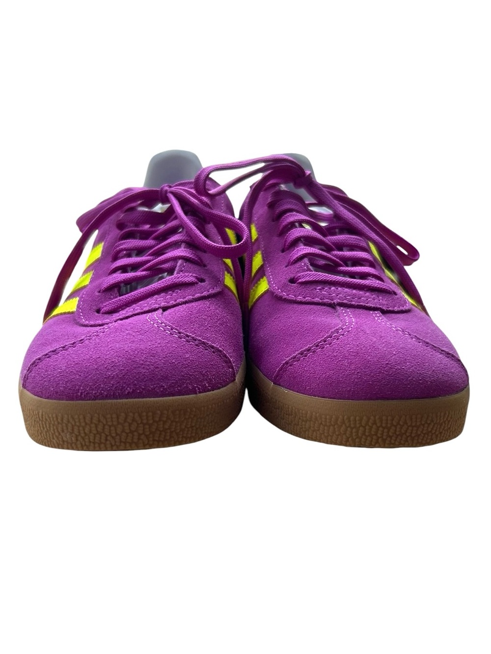 Adidas Originals Gazelle Suede Shoes Sz 7.5 Purple Yellow Stripe Sneakers - Picture 8 of 16